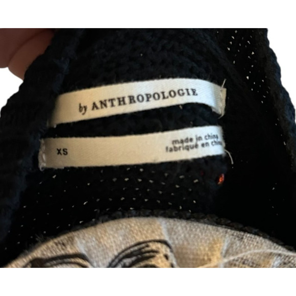 Anthropologie Black Puff Sleeve Knit Top XS Scandinavian Minimal Quiet luxury - Picture 6 of 10